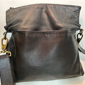 Margot Mickey Double Zip Black Pebble Leather Crossbody Bag